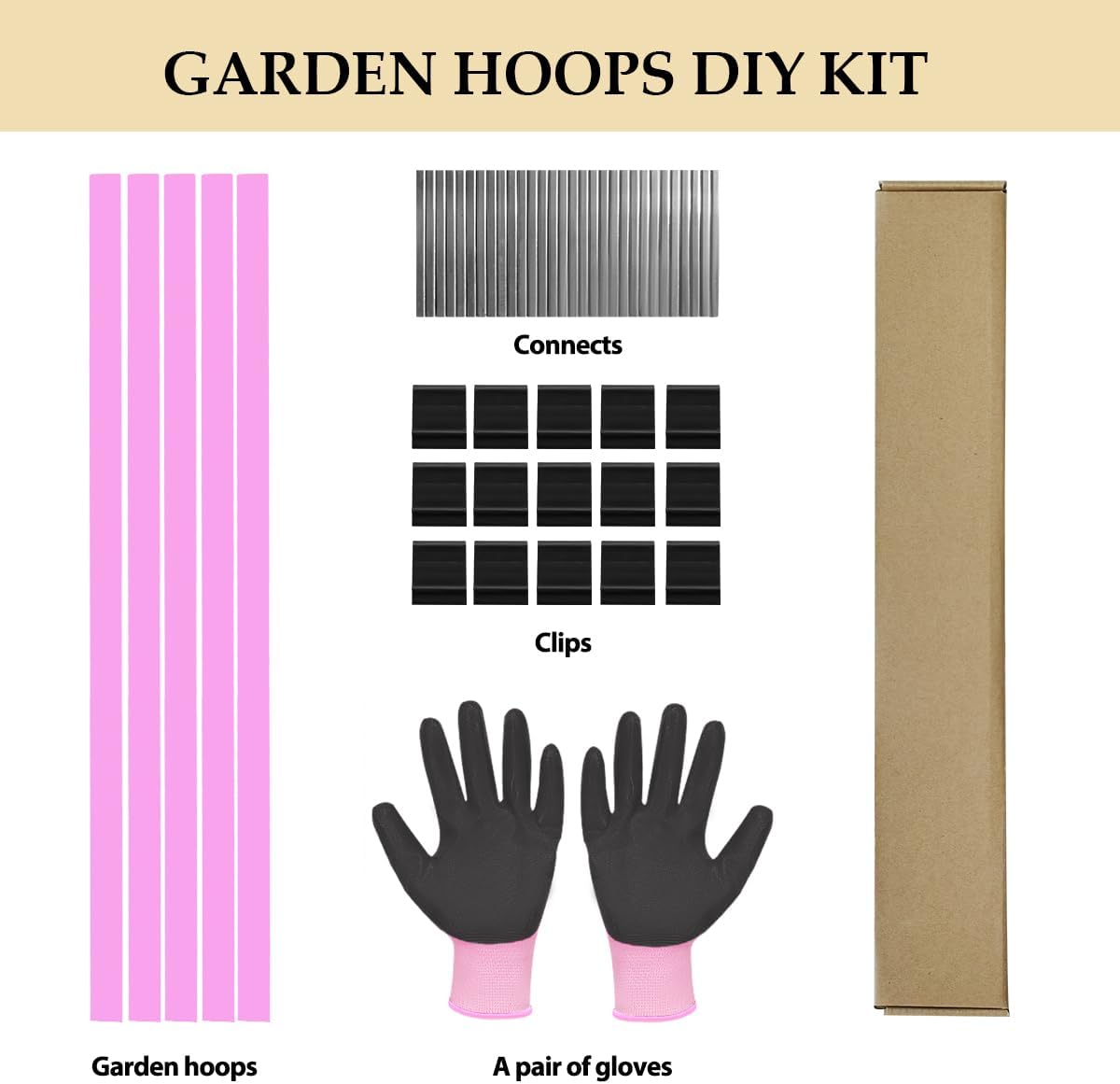Garden Hoops, Pink Greenhouse Hoops for 2.5-5.5ft Wide Raised Beds, Small Garden Tunnel Hoops for Row Cover, 4 Sets of 5.6ft Long Super Bendable Fiberglass Support Hoops Frame, 20pcs M Size
