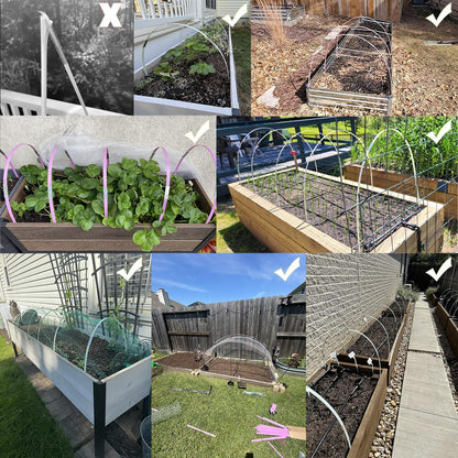 Garden Hoops, Pink Greenhouse Hoops for 2.5-5.5ft Wide Raised Beds, Small Garden Tunnel Hoops for Row Cover, 4 Sets of 5.6ft Long Super Bendable Fiberglass Support Hoops Frame, 20pcs M Size