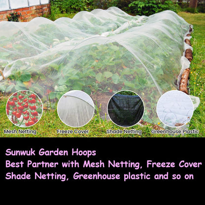 Garden Hoops, Pink Greenhouse Hoops for 2.5-5.5ft Wide Raised Beds, Small Garden Tunnel Hoops for Row Cover, 4 Sets of 5.6ft Long Super Bendable Fiberglass Support Hoops Frame, 20pcs M Size