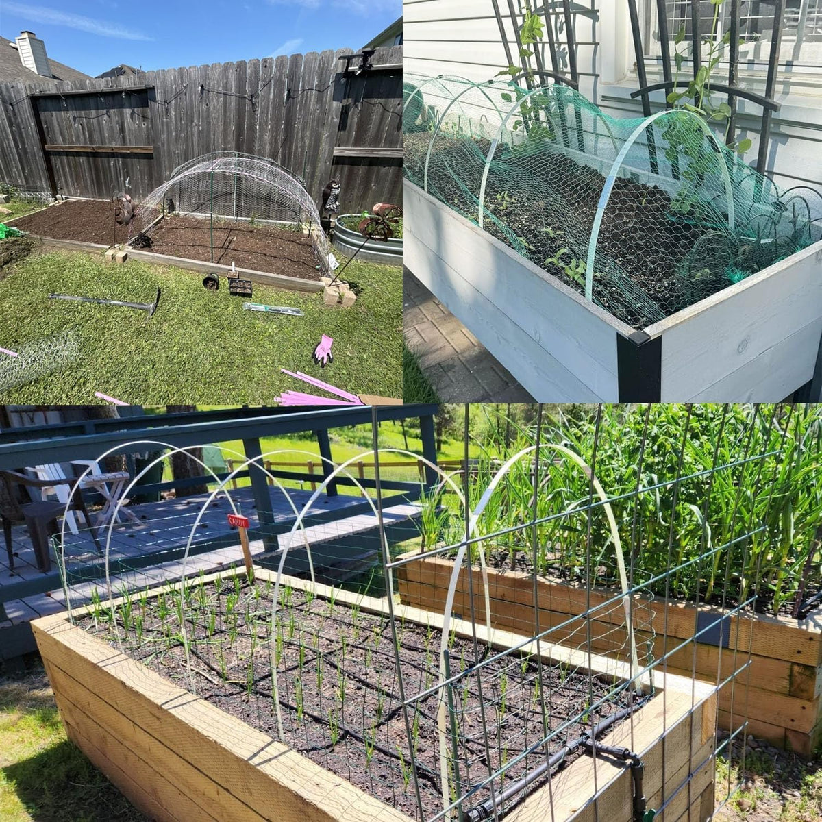 Garden Hoops, Pink Greenhouse Hoops for 2.5-5.5ft Wide Raised Beds, Small Garden Tunnel Hoops for Row Cover, 4 Sets of 5.6ft Long Super Bendable Fiberglass Support Hoops Frame, 20pcs M Size