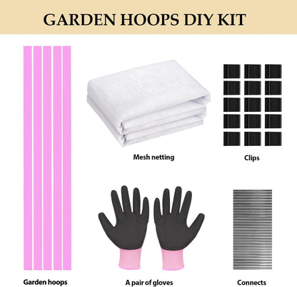 Garden Hoops, Pink Greenhouse Hoops for 2.5-5.5ft Wide Raised Beds, Small Garden Tunnel Hoops for Row Cover, 4 Sets of 5.6ft Long Super Bendable Fiberglass Support Hoops Frame, 20pcs M Size