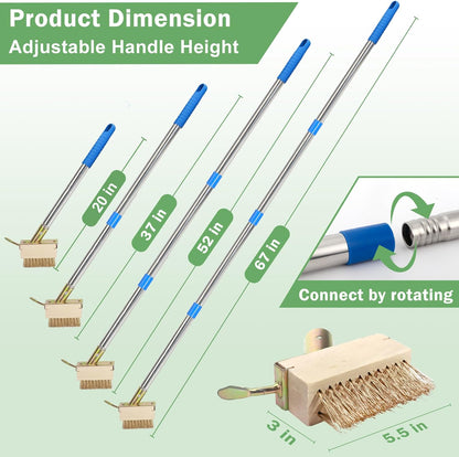 Crack Weeder, Moss Remover Tool, Manual Crevice Weeding Tool, Weed Puller Tool with 67-inch Long Handle for Deck, Paver, Patio, Walkway, Driveway - 2 Brush Heads 2026V