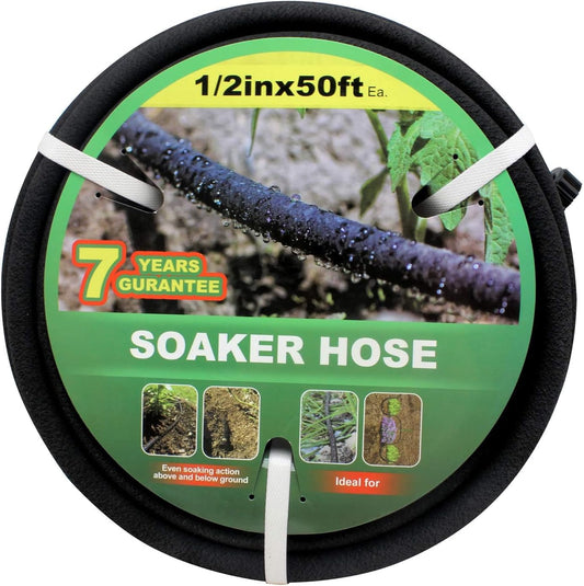 1/2" Soaker Hose 50 ft Round Rubber Garden Soaker Hoses