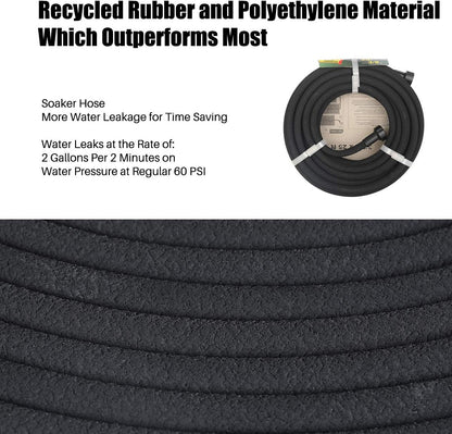 1/2" Soaker Hose 50 ft Round Rubber Garden Soaker Hoses