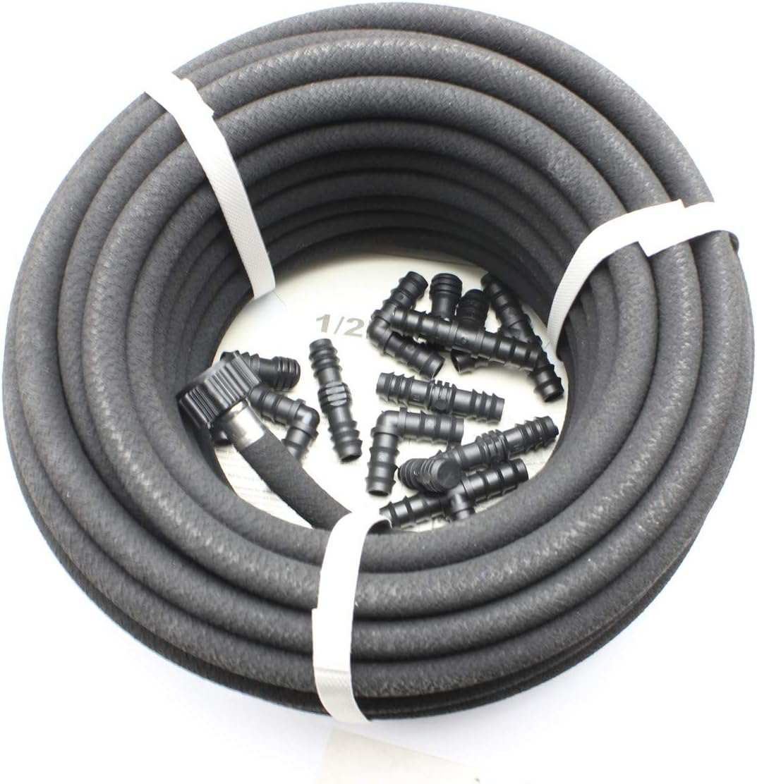 1/2" Soaker Hose 50 ft Round Rubber Garden Soaker Hoses