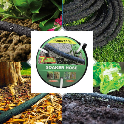 1/2" Soaker Hose 50 ft Round Rubber Garden Soaker Hoses