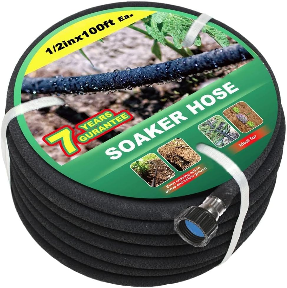 1/2" Soaker Hose 50 ft Round Rubber Garden Soaker Hoses