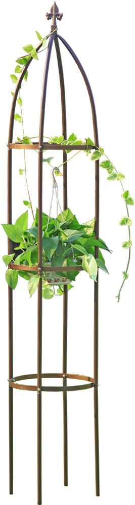 100% Metal Garden Obelisk Trellis Heavy Duty 6.3 ft Tall for Climbing Vines