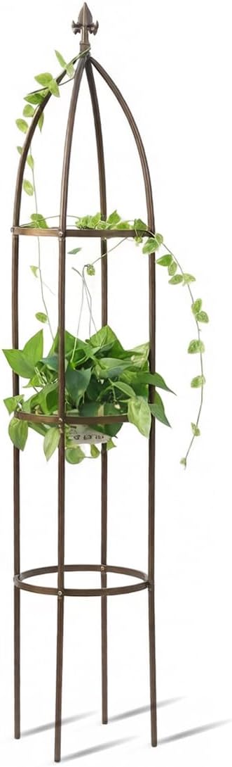 100% Metal Garden Obelisk Trellis Heavy Duty 6.3 ft Tall for Climbing Vines