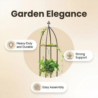 100% Metal Garden Obelisk Trellis Heavy Duty 6.3 ft Tall for Climbing Vines