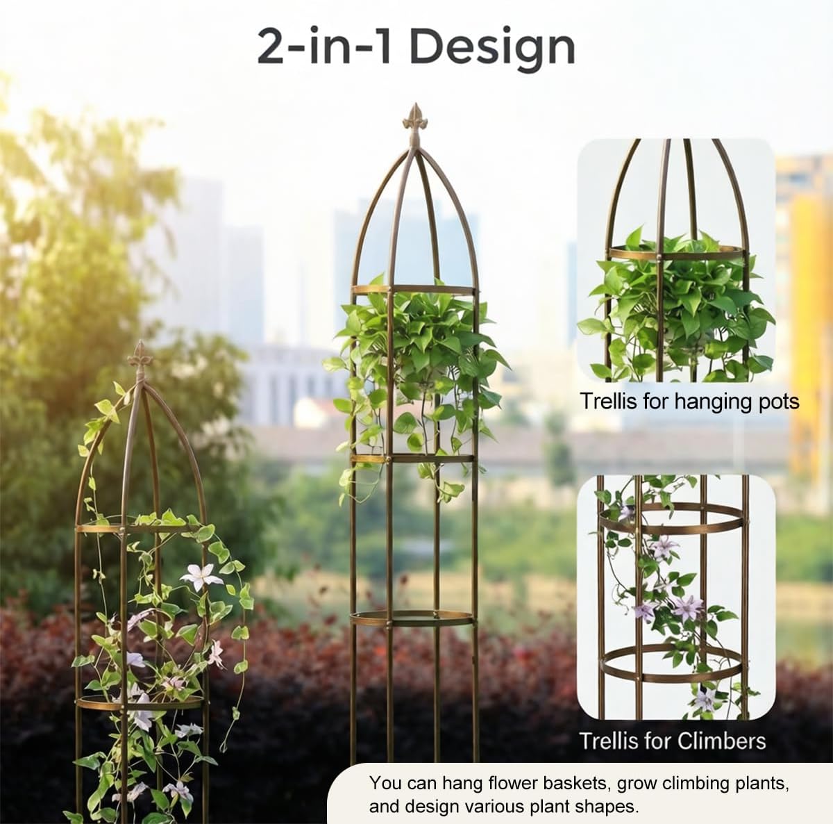 100% Metal Garden Obelisk Trellis Heavy Duty 6.3 ft Tall for Climbing Vines
