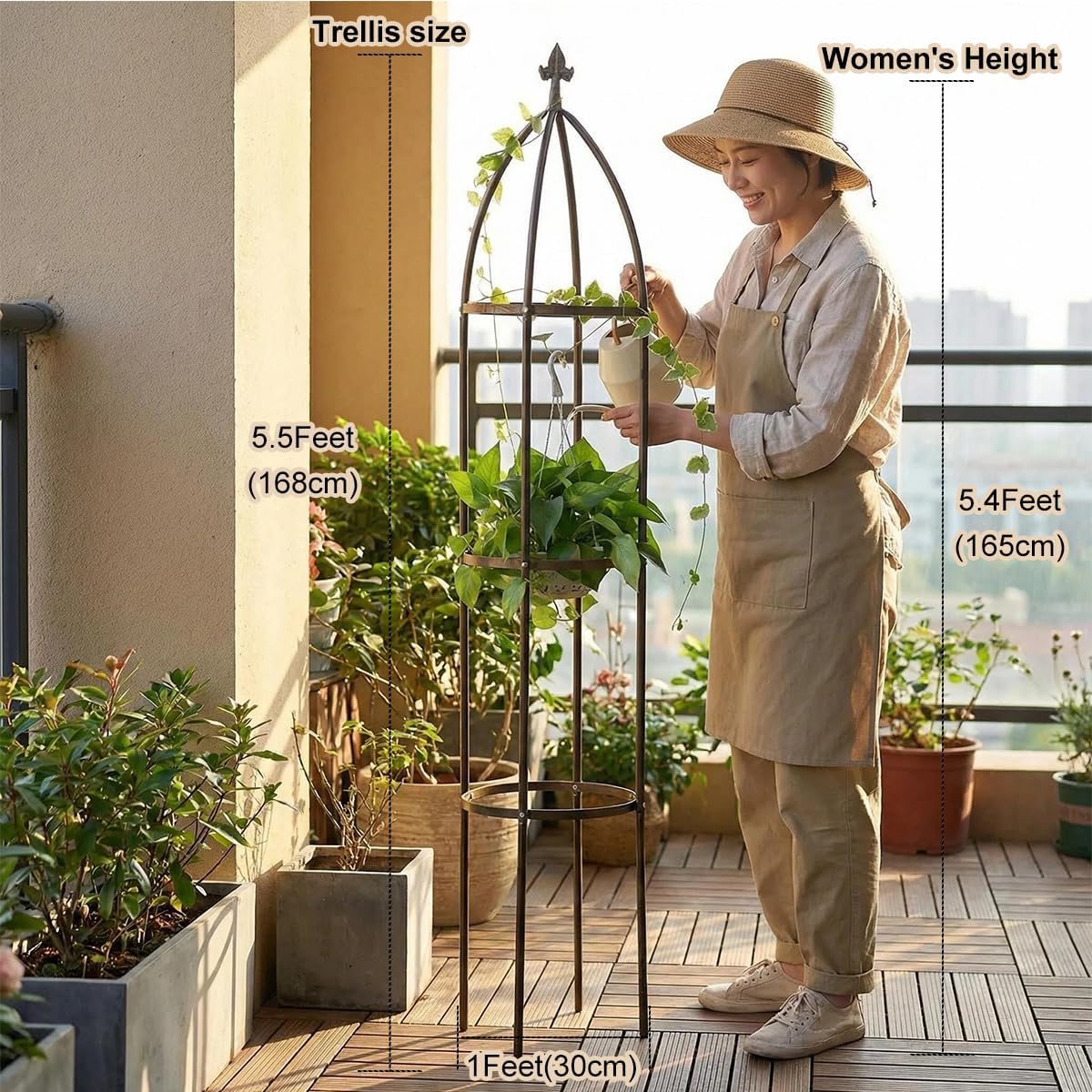 100% Metal Garden Obelisk Trellis Heavy Duty 6.3 ft Tall for Climbing Vines