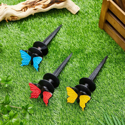 3 Pcs Colorful Butterfly Garden Hose Guide Stakes, Heavy Duty Decorative Antique Black Cast Iron Metal Hose Guides, Plant Protector for Lawn Yard Flower Bed