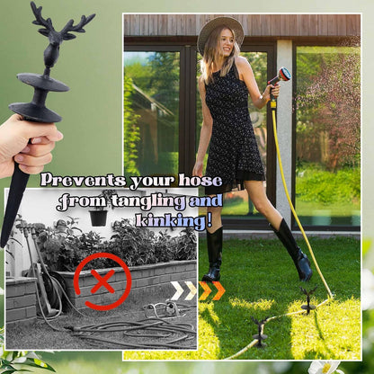 3 Pcs Colorful Butterfly Garden Hose Guide Stakes, Heavy Duty Decorative Antique Black Cast Iron Metal Hose Guides, Plant Protector for Lawn Yard Flower Bed