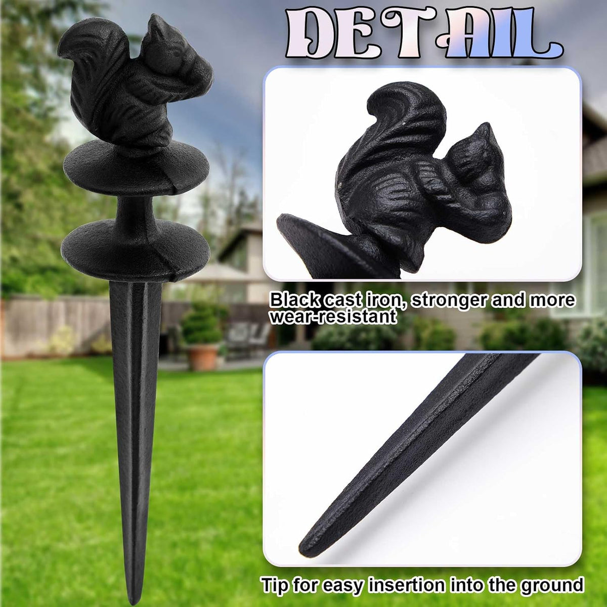 3 Pcs Colorful Butterfly Garden Hose Guide Stakes, Heavy Duty Decorative Antique Black Cast Iron Metal Hose Guides, Plant Protector for Lawn Yard Flower Bed