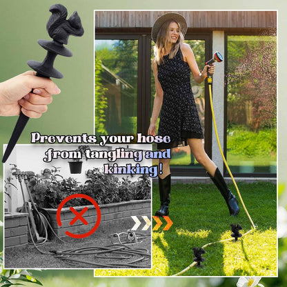 3 Pcs Colorful Butterfly Garden Hose Guide Stakes, Heavy Duty Decorative Antique Black Cast Iron Metal Hose Guides, Plant Protector for Lawn Yard Flower Bed