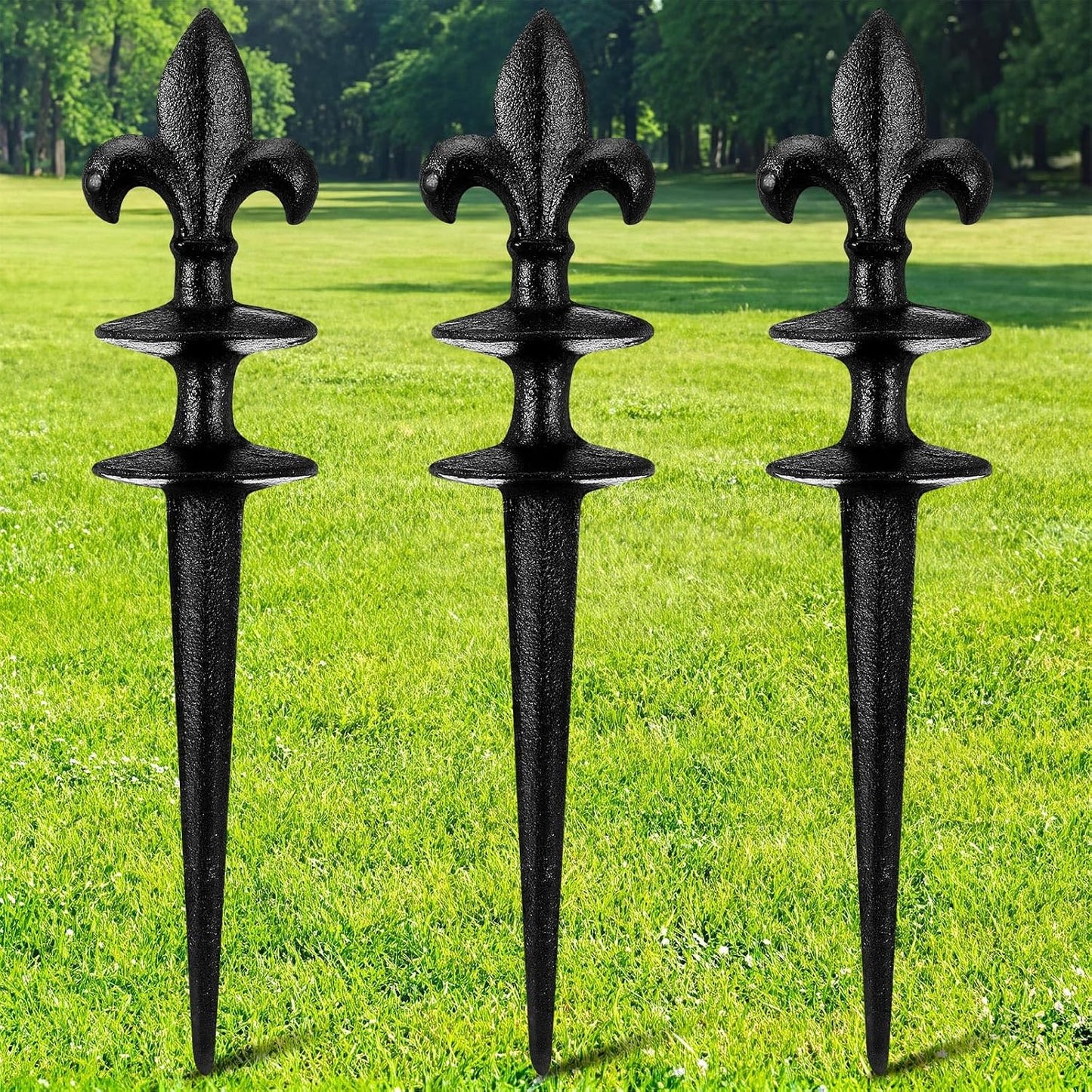 3 Pcs Colorful Butterfly Garden Hose Guide Stakes, Heavy Duty Decorative Antique Black Cast Iron Metal Hose Guides, Plant Protector for Lawn Yard Flower Bed