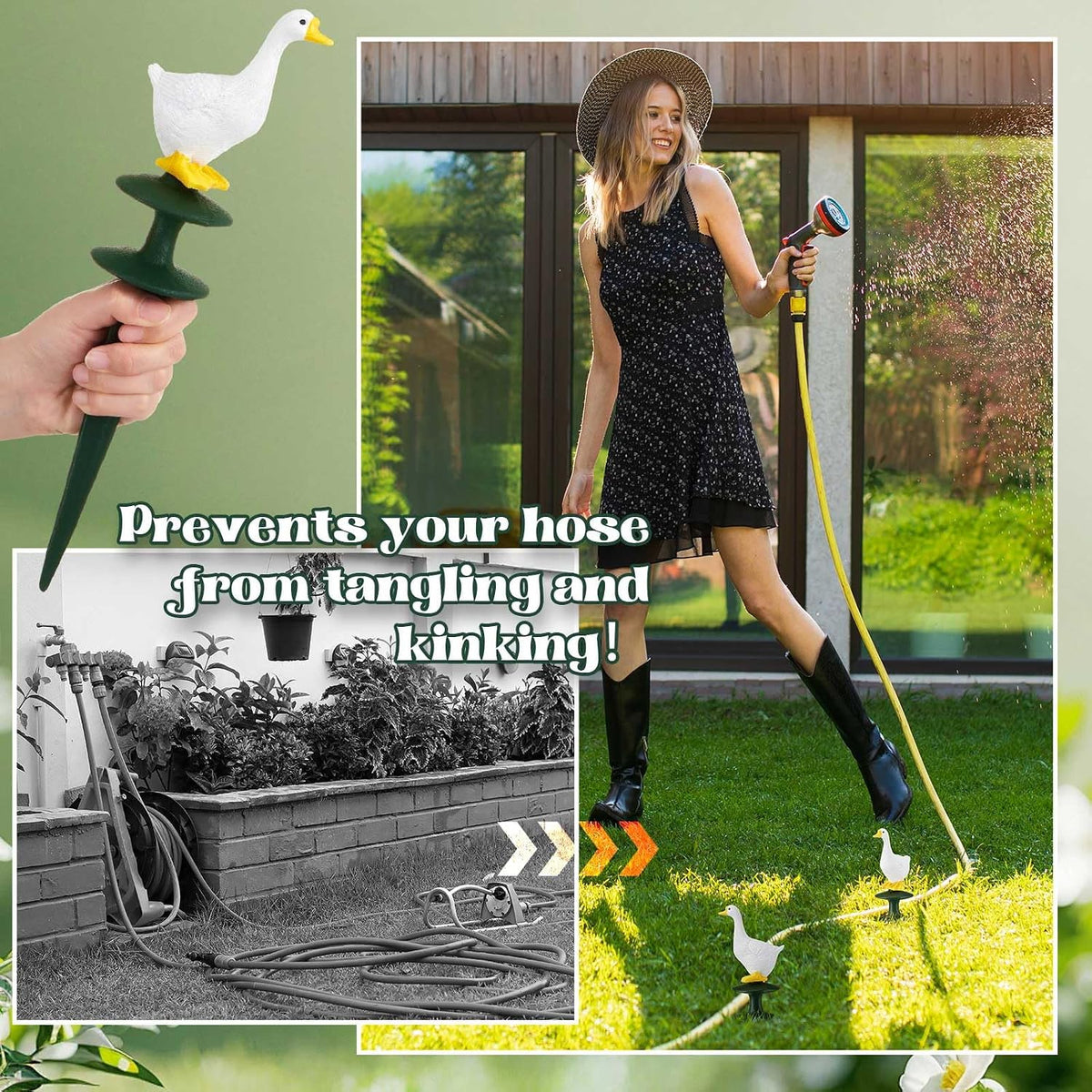 3 Pcs Colorful Butterfly Garden Hose Guide Stakes, Heavy Duty Decorative Antique Black Cast Iron Metal Hose Guides, Plant Protector for Lawn Yard Flower Bed