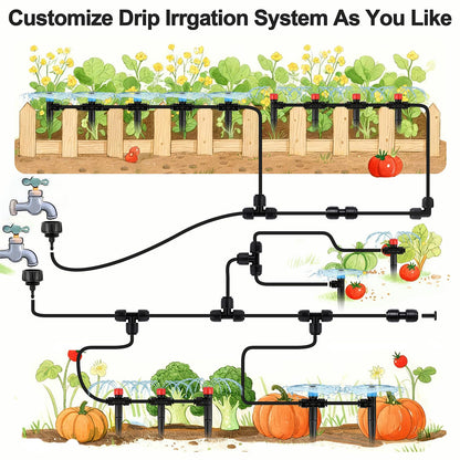 45 Pack Quick Connect 1/4 Inch Drip Irrigation Fittings Kit, 1/4" Dripline Push-to-Fit Connectors Assortment for 1/4-Inch Drip Tube for Garden Sprinkler Systems