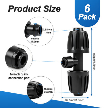45 Pack Quick Connect 1/4 Inch Drip Irrigation Fittings Kit, 1/4" Dripline Push-to-Fit Connectors Assortment for 1/4-Inch Drip Tube for Garden Sprinkler Systems