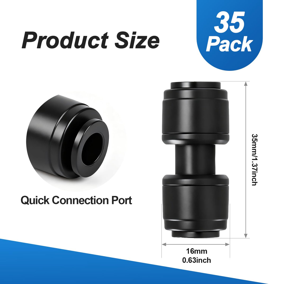45 Pack Quick Connect 1/4 Inch Drip Irrigation Fittings Kit, 1/4" Dripline Push-to-Fit Connectors Assortment for 1/4-Inch Drip Tube for Garden Sprinkler Systems