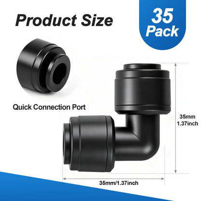 45 Pack Quick Connect 1/4 Inch Drip Irrigation Fittings Kit, 1/4" Dripline Push-to-Fit Connectors Assortment for 1/4-Inch Drip Tube for Garden Sprinkler Systems