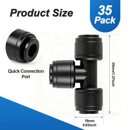 45 Pack Quick Connect 1/4 Inch Drip Irrigation Fittings Kit, 1/4" Dripline Push-to-Fit Connectors Assortment for 1/4-Inch Drip Tube for Garden Sprinkler Systems