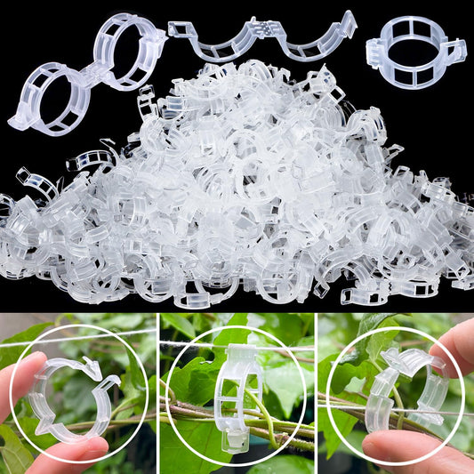 Tomato Clips for String Trellis - Plant Support Trellis Clip for Climbing Plants Garden Vegetables, Bulk Vine & Tomato Plant Clips (White-100Pcs)