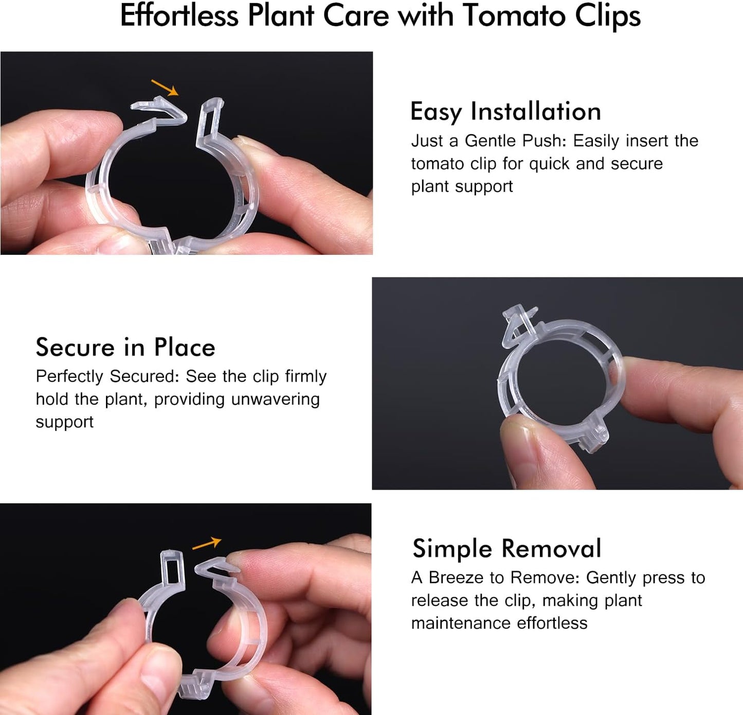 Tomato Clips for String Trellis - Plant Support Trellis Clip for Climbing Plants Garden Vegetables, Bulk Vine & Tomato Plant Clips (White-100Pcs)