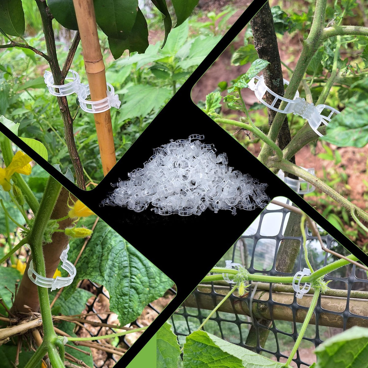 Tomato Clips for String Trellis - Plant Support Trellis Clip for Climbing Plants Garden Vegetables, Bulk Vine & Tomato Plant Clips (White-100Pcs)