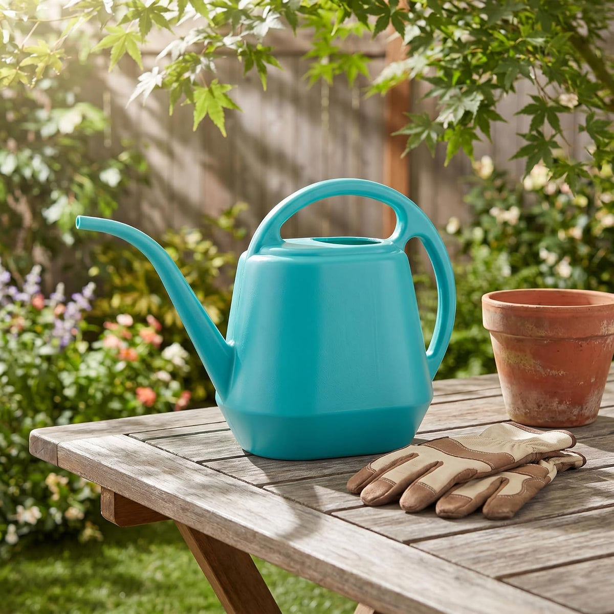 Plastic Watering Can, Bright Blue, 1-Gallon