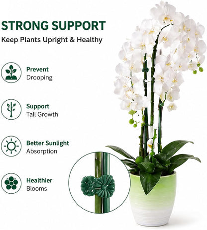 10Pcs Plant Support Stakes, Brown, with Ladybug Clips