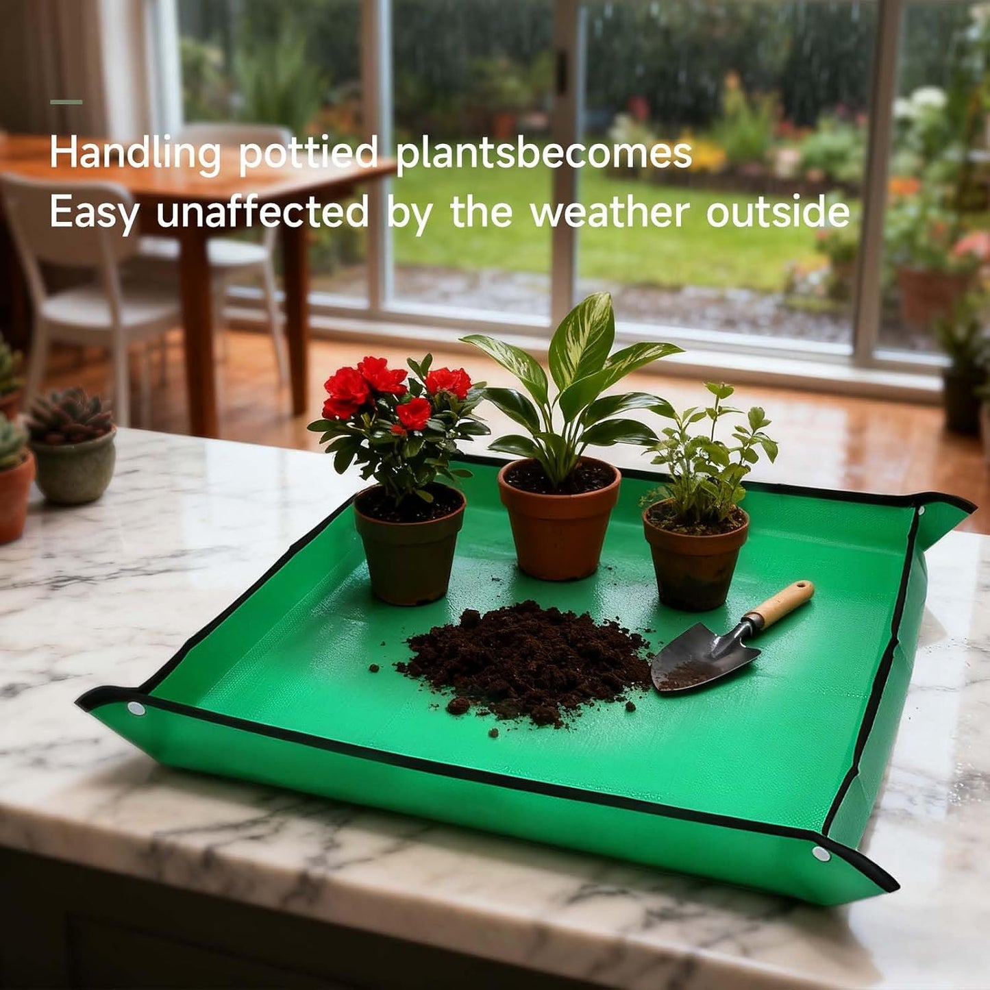 26" x 26" Repotting Mat for Indoor Plants - Waterproof Plant Potting Tray, Portable Gardening Mat for Succulents Soil Mess Control
