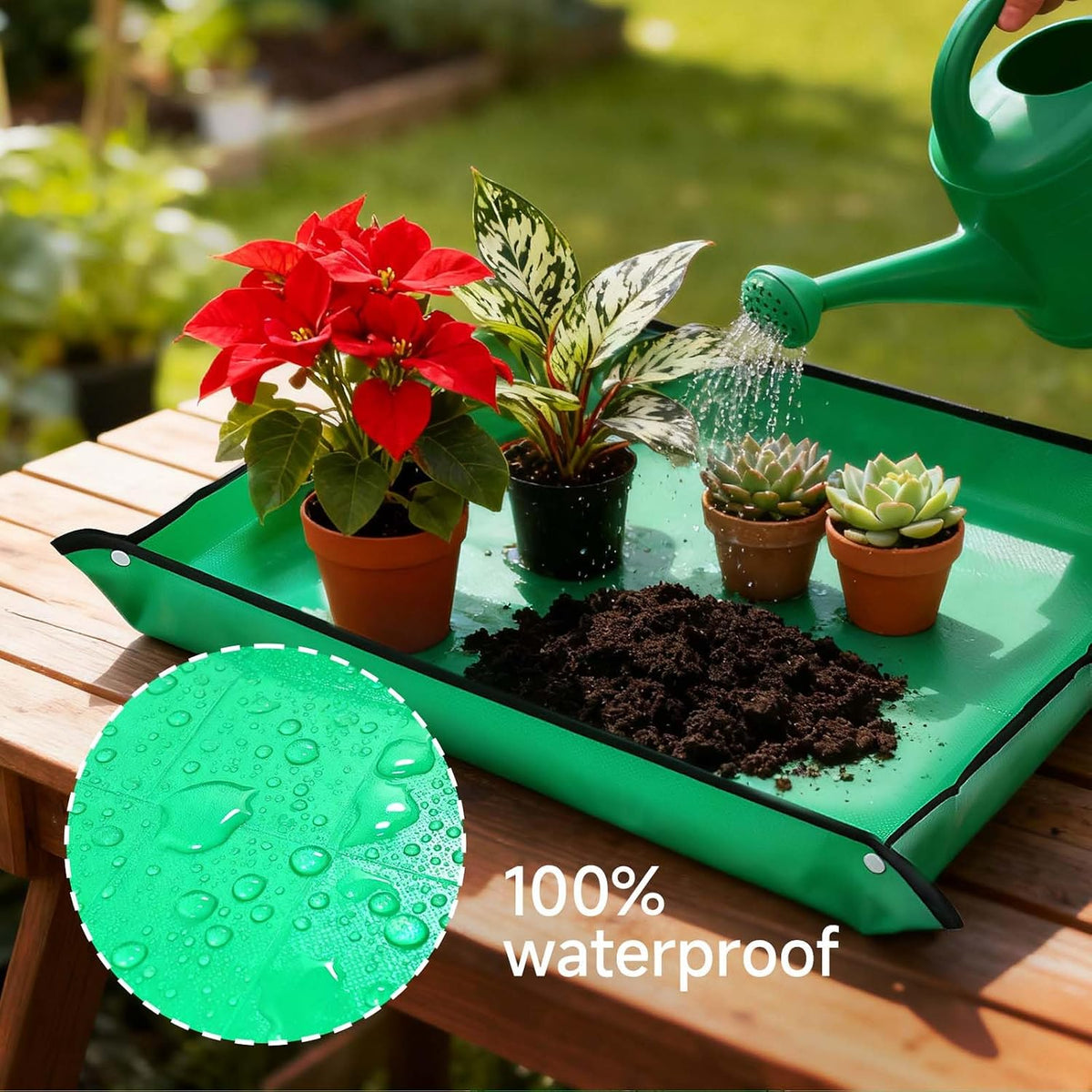 26" x 26" Repotting Mat for Indoor Plants - Waterproof Plant Potting Tray, Portable Gardening Mat for Succulents Soil Mess Control