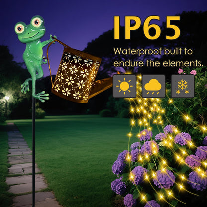 Solar Watering Can with Cascading Lights Outdoor Garden Decor, Hummingbird Shaped Hook Gardening Gifts for Mom Women Grandma Birthday, Solar Lights for Garden Decorations Patio Yard Lawn Backyard
