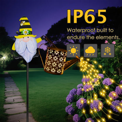 Solar Watering Can with Cascading Lights Outdoor Garden Decor, Hummingbird Shaped Hook Gardening Gifts for Mom Women Grandma Birthday, Solar Lights for Garden Decorations Patio Yard Lawn Backyard