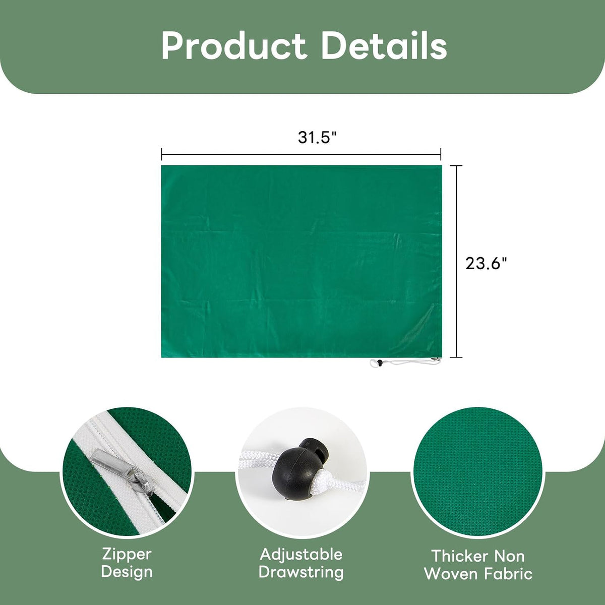 Plant Covers Freeze Protection 23.6" W X 31.5" H Thicker Outdoor Winter Frost Cloths Blankets with Zipper Drawstring, 2 Packs Reusable Garden Tree Cover Bags for Cold Weather Fruit Tree Shrub Potted