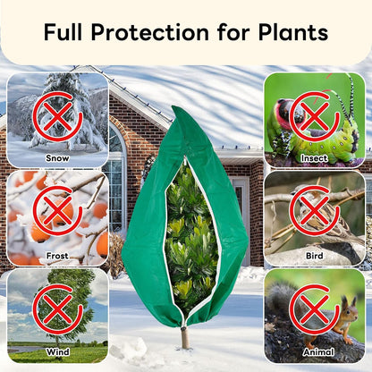 Plant Covers Freeze Protection 23.6" W X 31.5" H Thicker Outdoor Winter Frost Cloths Blankets with Zipper Drawstring, 2 Packs Reusable Garden Tree Cover Bags for Cold Weather Fruit Tree Shrub Potted