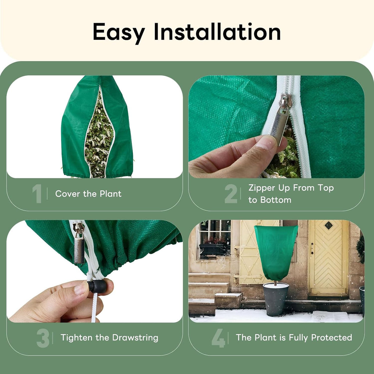 Plant Covers Freeze Protection 23.6" W X 31.5" H Thicker Outdoor Winter Frost Cloths Blankets with Zipper Drawstring, 2 Packs Reusable Garden Tree Cover Bags for Cold Weather Fruit Tree Shrub Potted