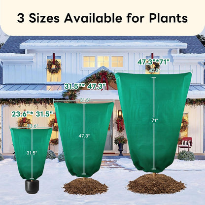 Plant Covers Freeze Protection 23.6" W X 31.5" H Thicker Outdoor Winter Frost Cloths Blankets with Zipper Drawstring, 2 Packs Reusable Garden Tree Cover Bags for Cold Weather Fruit Tree Shrub Potted