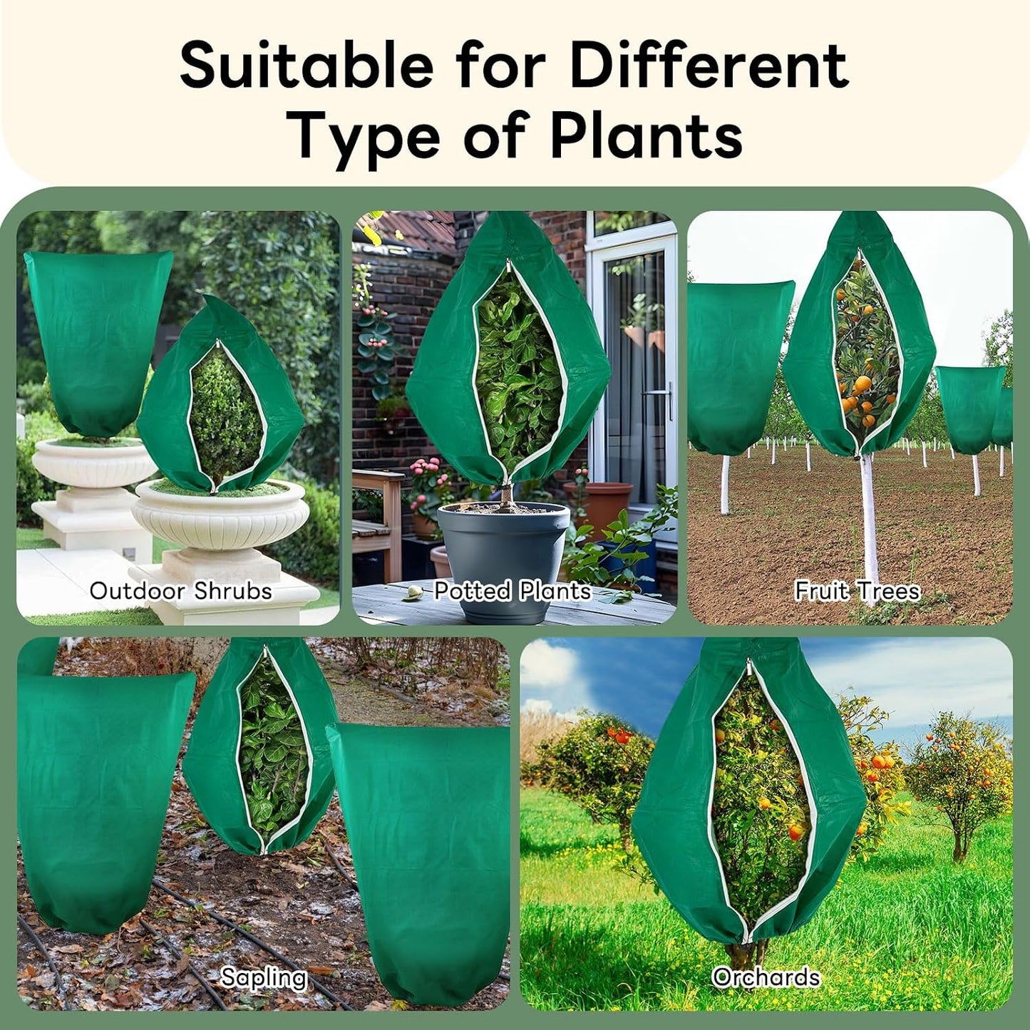 Plant Covers Freeze Protection 23.6" W X 31.5" H Thicker Outdoor Winter Frost Cloths Blankets with Zipper Drawstring, 2 Packs Reusable Garden Tree Cover Bags for Cold Weather Fruit Tree Shrub Potted