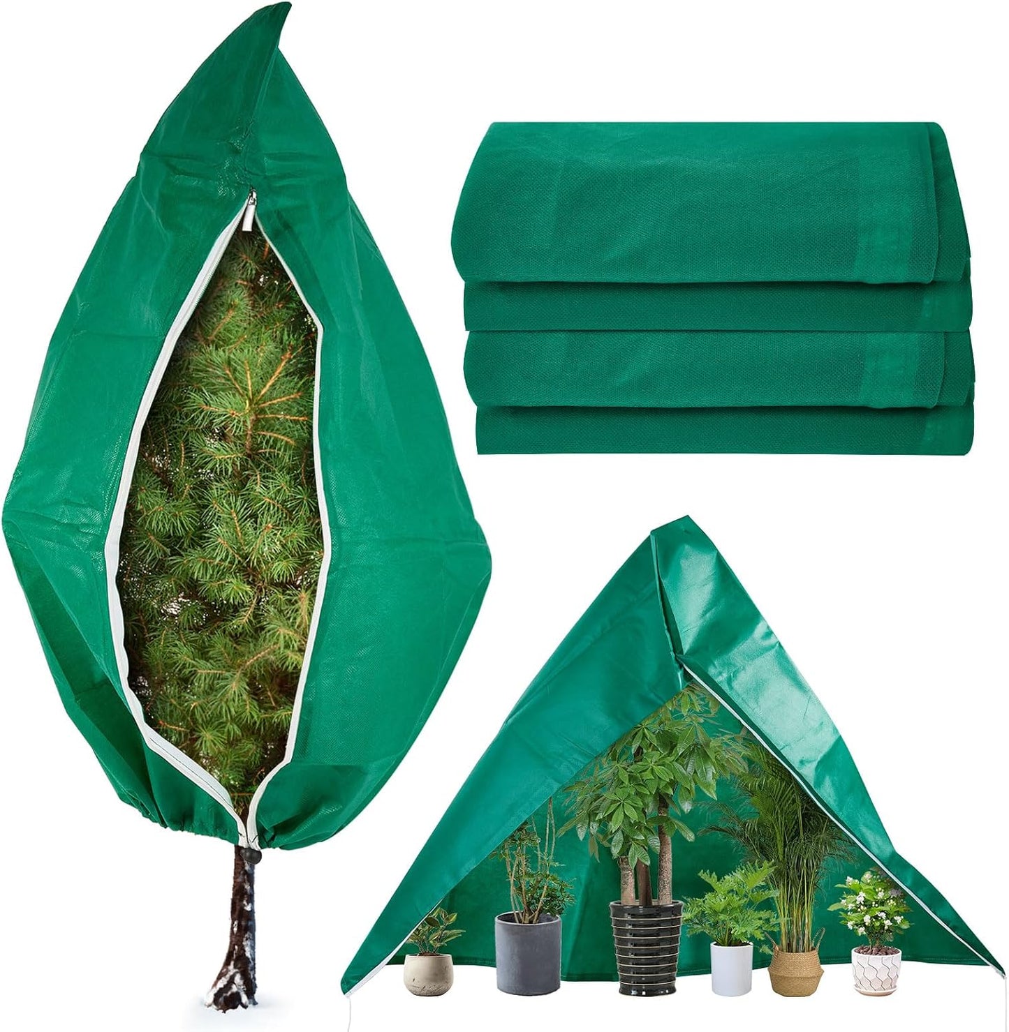 Plant Covers Freeze Protection 23.6" W X 31.5" H Thicker Outdoor Winter Frost Cloths Blankets with Zipper Drawstring, 2 Packs Reusable Garden Tree Cover Bags for Cold Weather Fruit Tree Shrub Potted