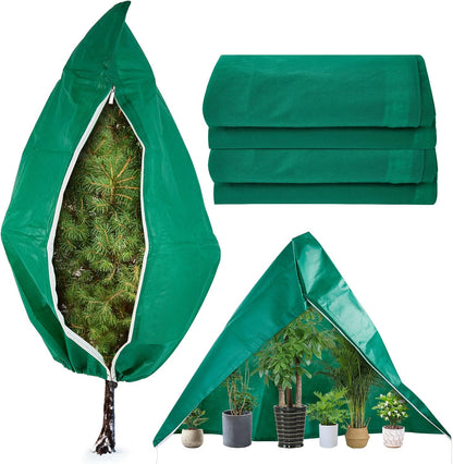 Plant Covers Freeze Protection 23.6" W X 31.5" H Thicker Outdoor Winter Frost Cloths Blankets with Zipper Drawstring, 2 Packs Reusable Garden Tree Cover Bags for Cold Weather Fruit Tree Shrub Potted