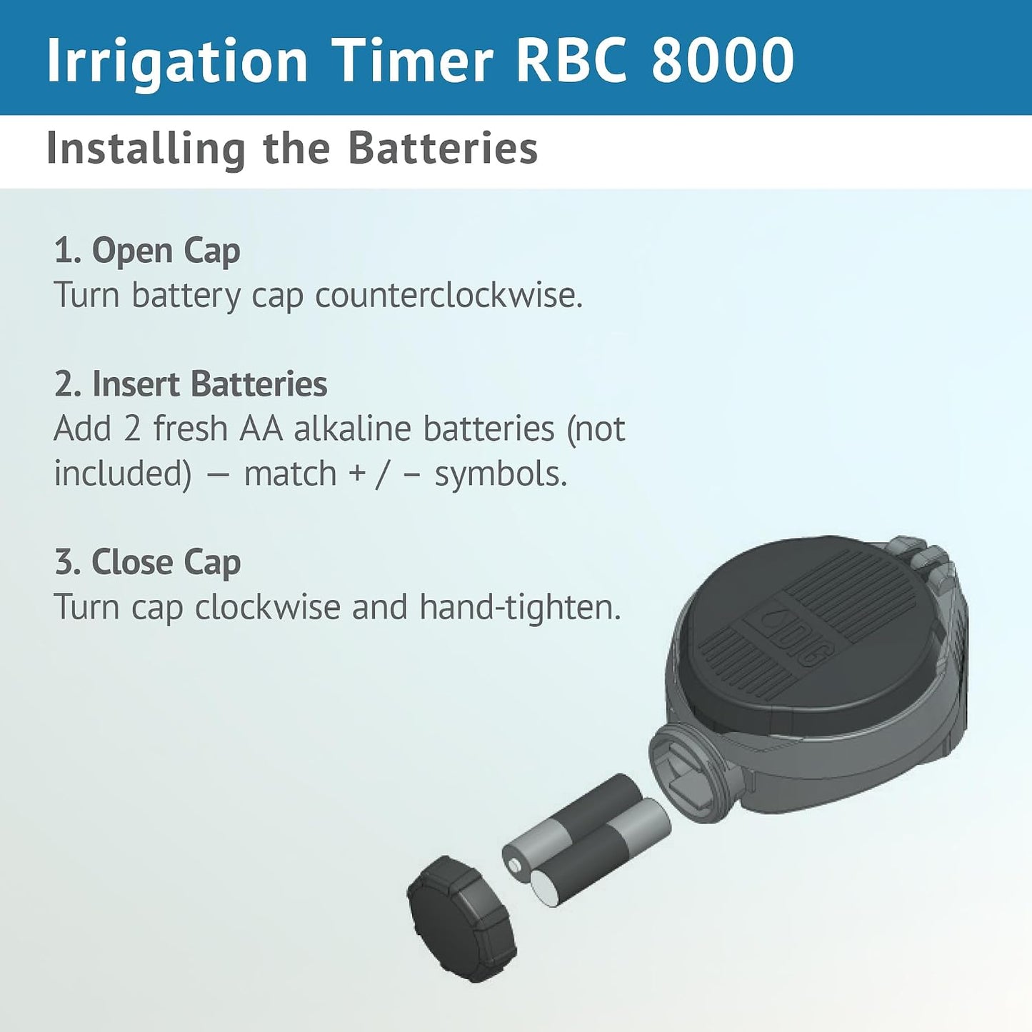DIG RBC 8000 Battery Powered Irrigation Automatic Controller with 3/4" Anti-Siphon Valve - Advanced, Safe, and Convenient for Sprinklers or Drip Irrigation System