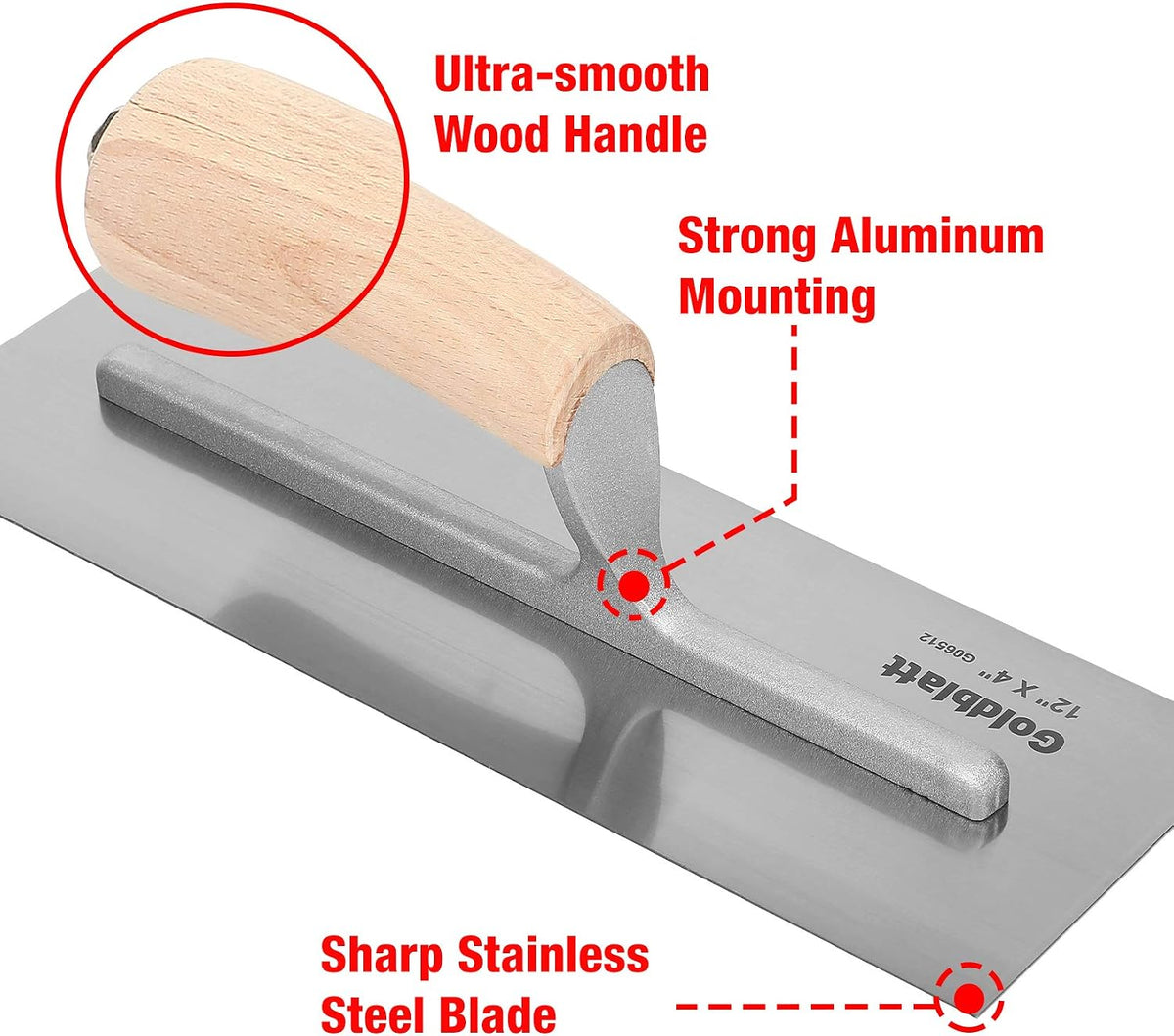 3 Pieces Carbon Steel Plaster & Drywall Trowel Set for Concrete