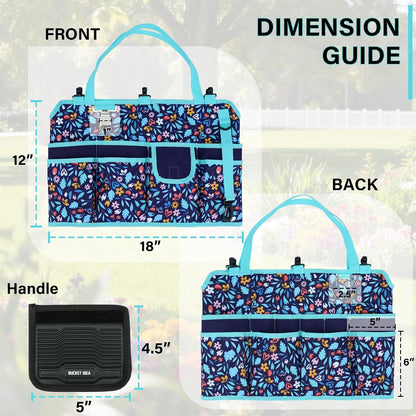 KUNN Bucket Tool Organizer 5 Gallon 18-Pocket Gardening Tool Bag with Hangable Handle | Garden Caddy & Bucket Accessory, Green