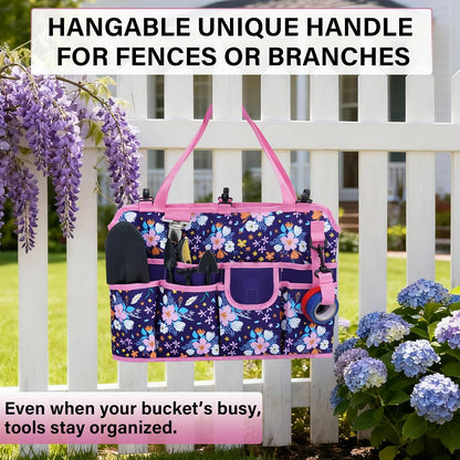 KUNN Bucket Tool Organizer 5 Gallon 18-Pocket Gardening Tool Bag with Hangable Handle | Garden Caddy & Bucket Accessory, Green