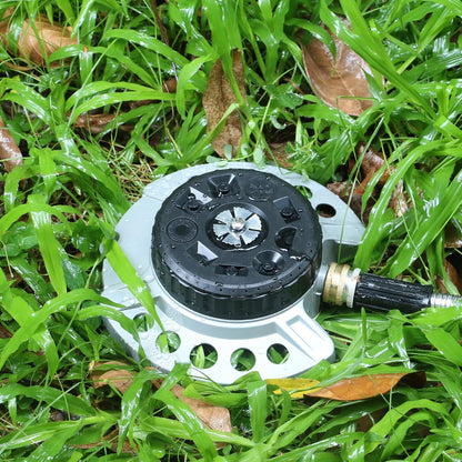 Turret Pattern Sprinkler on Metal Base, 9-Pattern Lawn Sprinkler