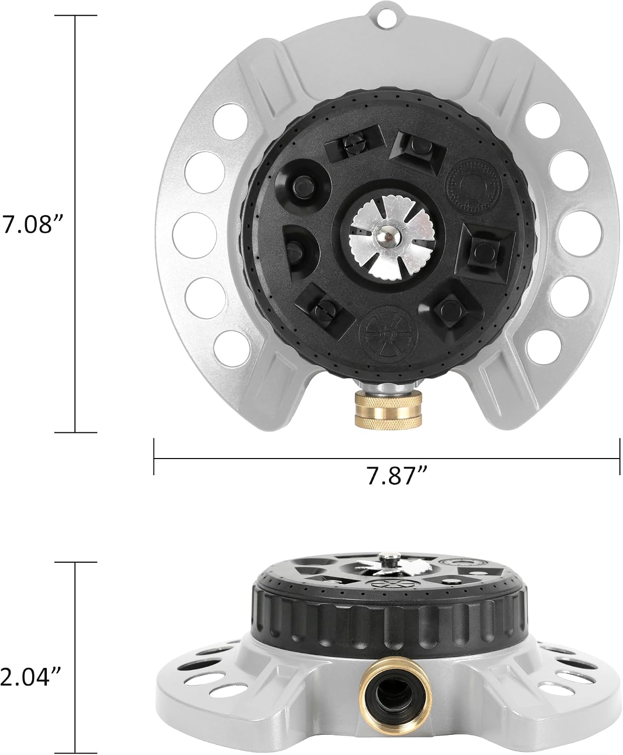 Turret Pattern Sprinkler on Metal Base, 9-Pattern Lawn Sprinkler