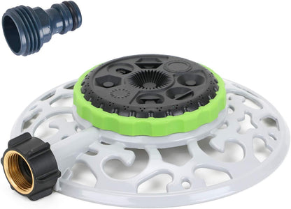 Turret Pattern Sprinkler on Metal Base, 9-Pattern Lawn Sprinkler
